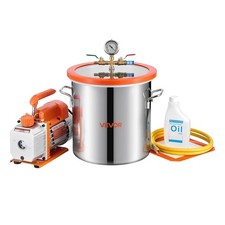 VEVOR 3 Gallon Vacuum Chamber 3.5 CFM Single Stage Stainless with Pump, 5ft Hose