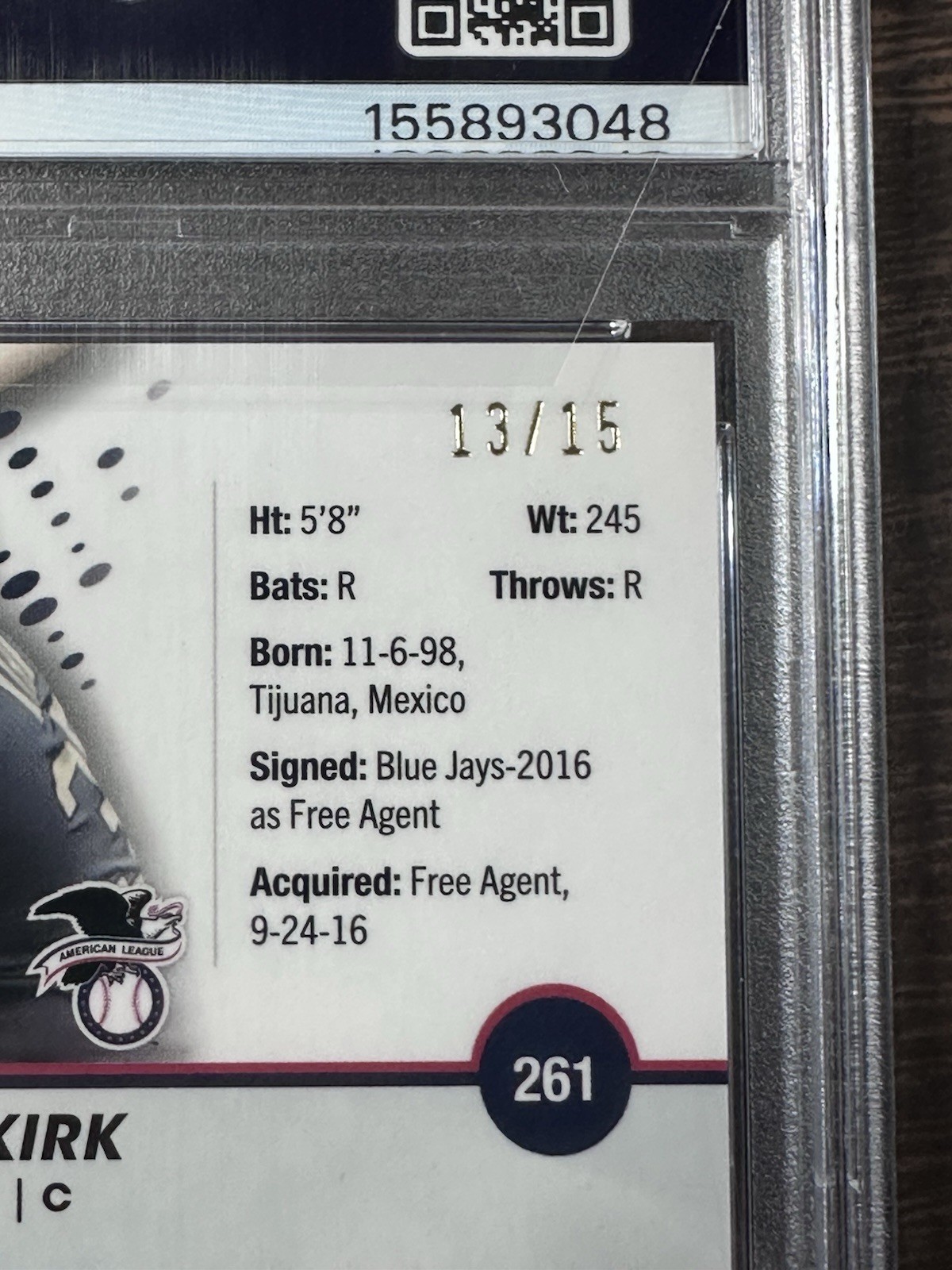 Alejandro Kirk 2023 Topps Pristine - Pristine Pink - /15 PSA 10 Blue Jays view 3