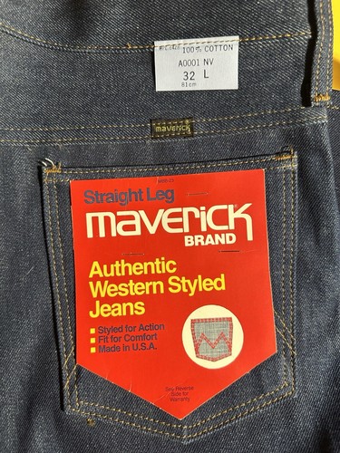 Vintage Dead Stock Maverick Brand Straight Leg Western Herren Jeans 32 lang