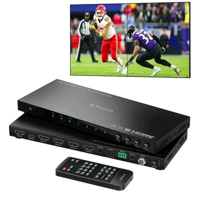 PORTTA 2x2 HDMI or USB-C Video Wall Controller 4K 60Hz, Video Wall Processor wit