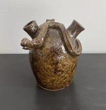 Mike Ball - Folk Art Serpent Jug 5.5” Alkaline Glaze Catawba Valley Vale NC