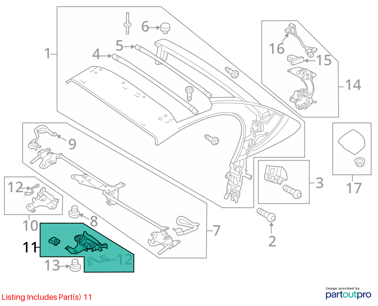 Audi R8 2011-2015 Front Left Convertible top