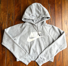 Nike Women's Sportswear Essential Cropped Pullover Hoodie Grey CJ6327-063 XS