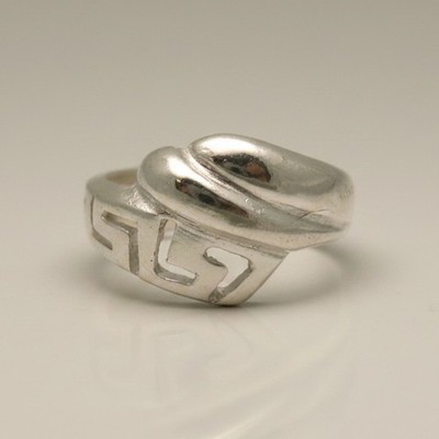 Schlichter Sterling Silber Ring gepunzt massiv 925 Mäander Top Qualität Kaiserin