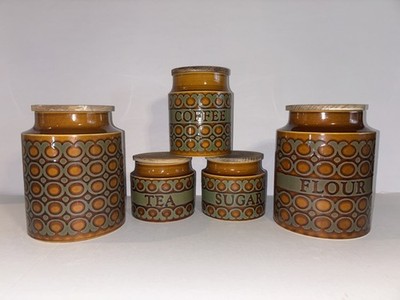 RAR Vintage Hornsea Brontë Küche Kanister x 6 England Mid Century FULL SET