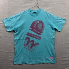 WhoJungWoo x Kasina Teal Graphic T-Shirt Men Medium Made in USA Seoul Streetwear