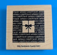 MERRY CHRISTMAS GIFT BOX, Holiday Rubber Stamp, My Sentiments Exactly N061, NEW