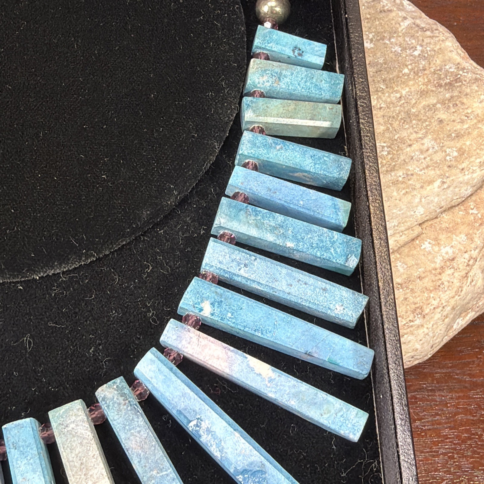 Turquoise Rectangular Bar Necklace Amethyst Silve… - image 10