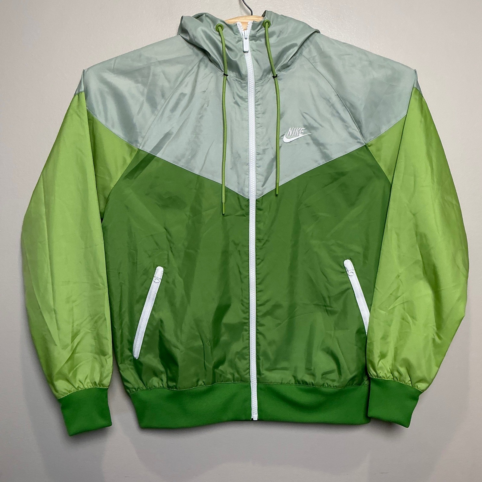 Nike Windrunner Windbreaker Jacket Men's Small Green Grey Colorblock RARE EUC