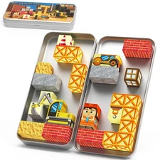 Magnetic Blocks with Magnet Box-35PCS Magnet Cubes, Magnetic Tiles Kids Build...