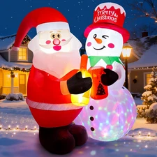 Meland 7FT Christmas Inflatable Outdoor Decoration, Inflatable Santa and Snowman