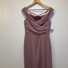 NWT Dessy Group Sz 10 Off The Should Floor Gown Dress Bridesmaid Chiffon Matte