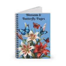 Blossom  Butterfly Pages Spiral Notebook  Lined Journal, Floral Butterflies