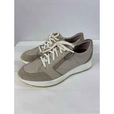 Munro Sutton Side Zip Sneakers Cream Tan 9 Arch Support