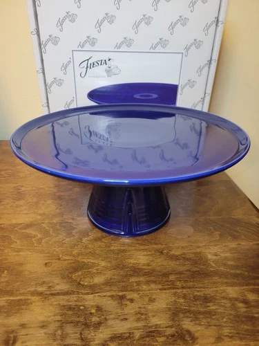 FIESTA Twilight blue 85th ANNAVERSARY Pedestal CAKE PLATE Stand NIB 1st
