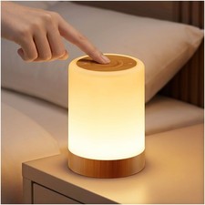 Auxmir Lámpara de Mesita de Noche LED Recargable para Bebé Marrón Claro Batería