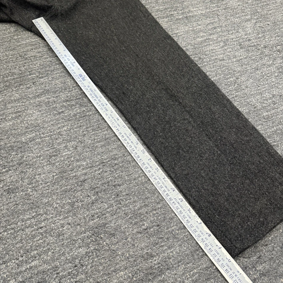 L.L Bean Freeport Wool Dress Pants Men 32x30 Gray Herringbone Made USA Vintage - Image 3 of 4