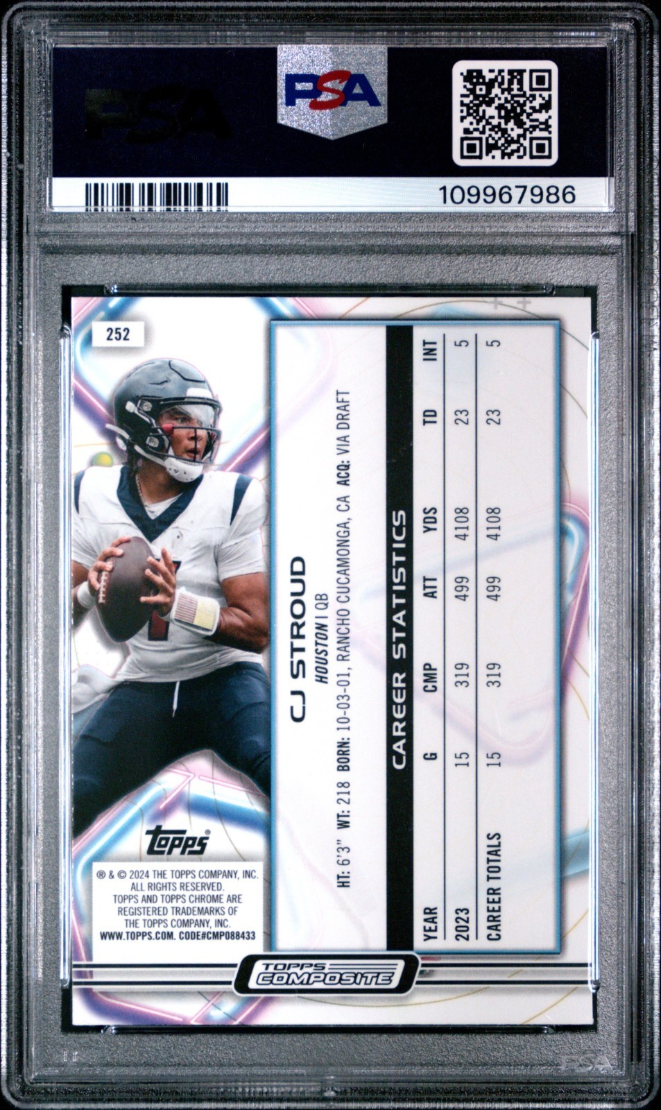 2023 Topps Composite Nucleus Refractor #252 CJ Stroud (RC) PSA 9 view 2