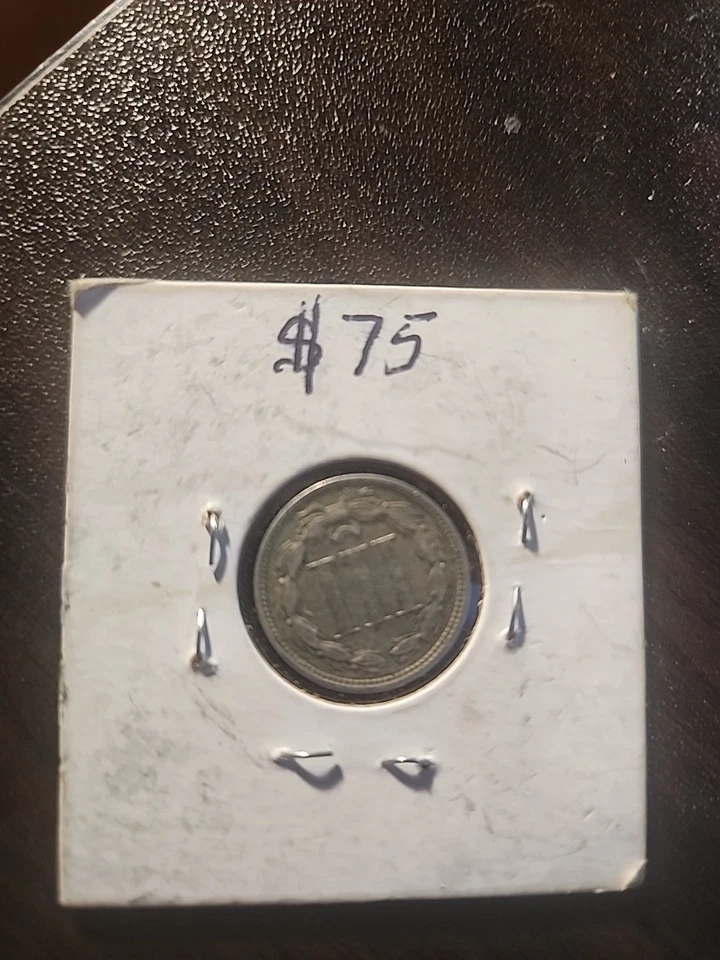 1870 Three Cent Nickel Coin 3CN very rare and circulated - Image 2 of 2