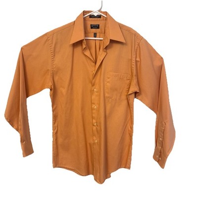 Arrow Fitted Orange Wrinkle Free Button Down Shirt 15 1/2  34/35 Medium