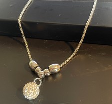 Collana da donna in acciaio inox con ciondolo sfera swarovski  zirconi catenina