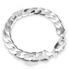 925 Sterling silver Bracelet Sideways Silver Bracelet 6MM8MM10MM Bracelet Men &