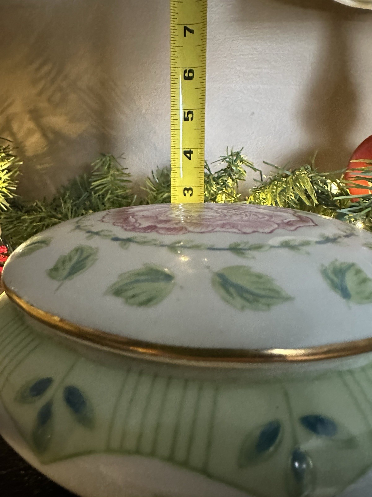 Vintage Pink Rose Ceramic trinket dish with lid victorian cottage shabby chic