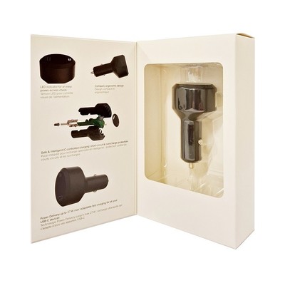 Xqisit USB-C Power Delivery Car Charger 33088 KFZ-Schnell-Ladegerät, 27W, 12-24V
