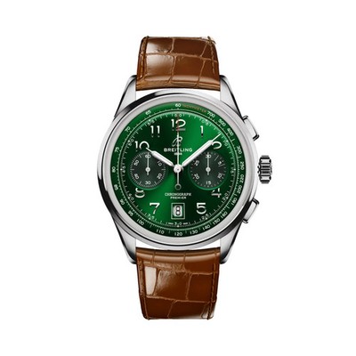Breitling Premier B01 Chronograph 42 Green Dial Alligator Strap AB0145371L1P1