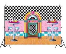 Soda Diner Backdrop for Rockin 50s Party 1950s Sock Hop Background 9x6ft Part...