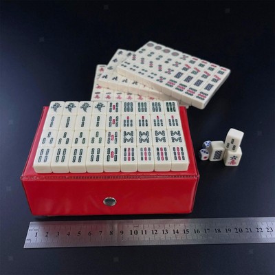 Tragbarer 144 Fliesen Acryl Mahjong mit Tragetasche, Freunde Freizeit Tisch