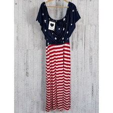 NWT American Flag 4th of July Maxi Dress 3XL (Runs Small — See Measurements)
