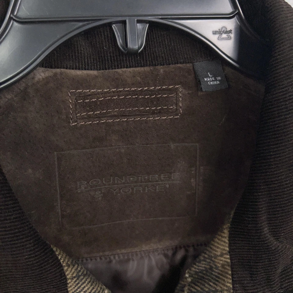 Roundtree Yorke Vest Mens Large Brown Suede Leather Corduroy Collar Outdoor - Image 4 of 4