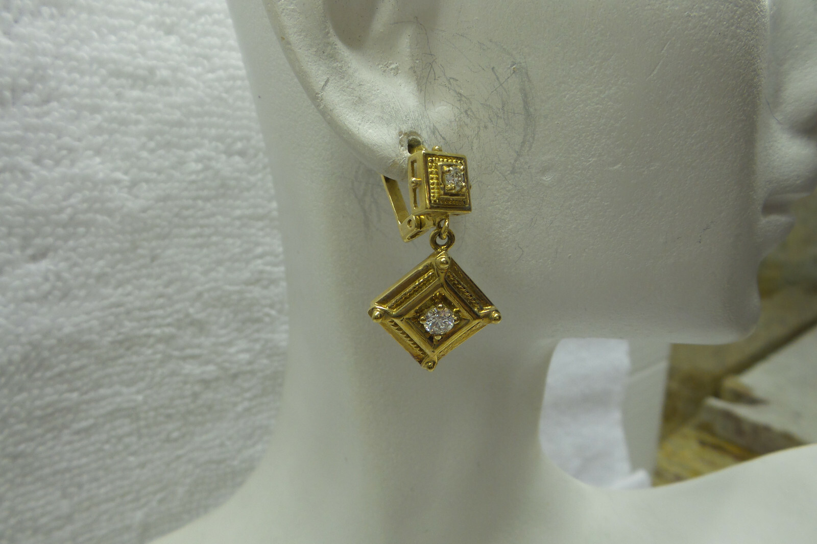 1960's Solid 18kt 2 Section Dangle Fine Diamonds … - image 6