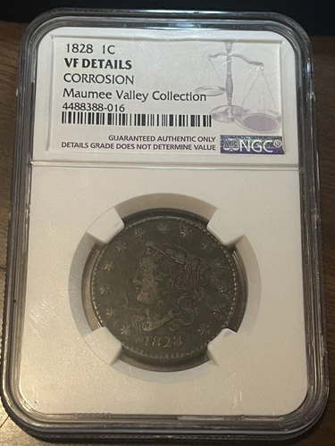 1828 Coronet Head Large Cent NGC VF Details Maumee Valley Collection