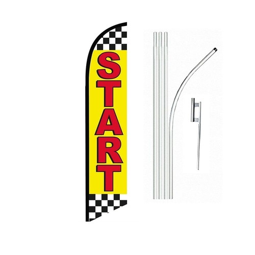 Start Yellow Swooper Flutter Feather Flag | 3ft W x 11.5ft Tall - Picture 2 of 3