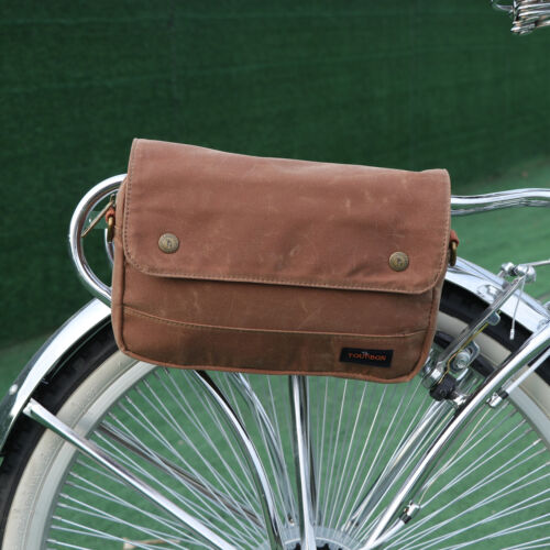 Tourbon Waxed Canvas Bike Handlebar/Saddle Case Bicycle Frame Pouch Key Bag BR - Picture 5 of 23