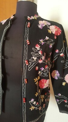 JULIA KIN BLACK EMBROIDERED JACKET. | eBay