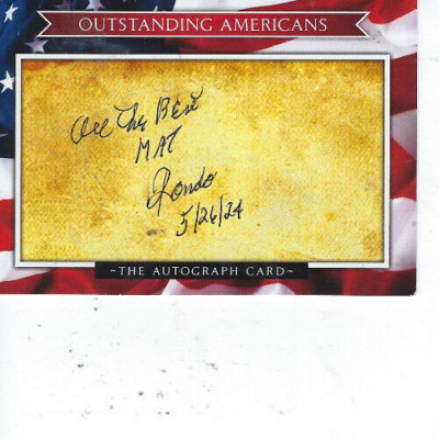 RON RONDO SCHARFE SIGNED OUTSTANDING AMERICANS AUTOGRAPH CARD  IWO JIMA COXSWAIN