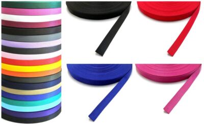 25 mm Gurtband Polypropylen H/D in 19 Farben Hund Blei Riemen Taschen 1m - 50m 