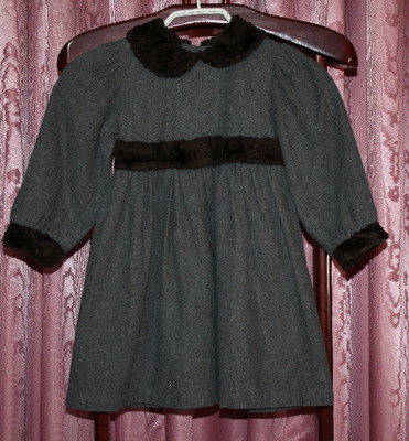 Vanli   dress with brown ''fur'' trim   size 92   *excellent*   anthracite   classy  