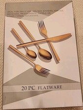 20-Piece Gold Flatware Set  Stainless Steel  Service for 4  NIB