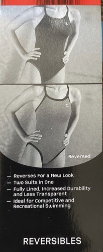 TYR Swimwear Womens Lycra Blue Reversible Diamond Fit Solid One Piece Black 30 S - Picture 10 of 10