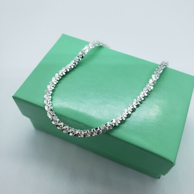 Sterling Silber funkelnde Stein Kette Halsketten & Armbänder 1,8 mm Diamantschliff 7-24 Zoll