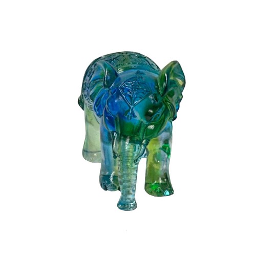 Green Blue Mix Crystal Glass Fengshui Fortune Long Trunk Elephant Statue ws3641B - Picture 7 of 10