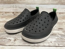 Sanuk Kids Lil Walker Loafer Flat Kids Size 4 Black Rubber Slip on Shoes