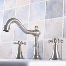 Brushed Nickel Widespread Bathroom Sink Faucet 2 Handles Vanity Basin Mixer Tap