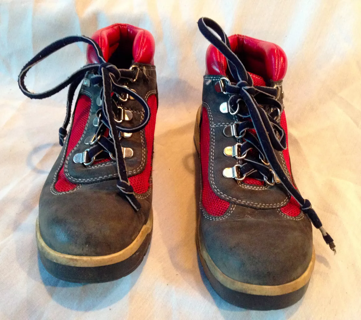 Blue and outlet red timberland boots