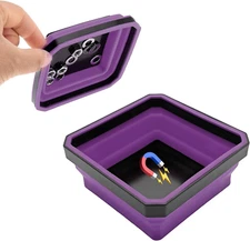 Collapsible Magnetic Parts Tray 4.5" Foldable Silicone Tool Tray Purple