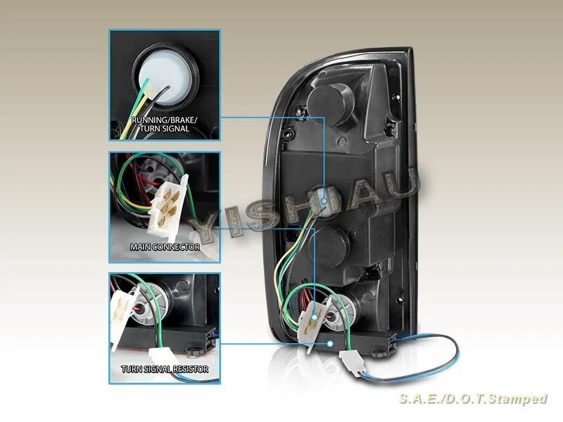 1995-2000 Toyota Tacoma Pick Up lanternas traseiras pretas 1996 1997 1998 LED BAR - Imagem 2 de 4